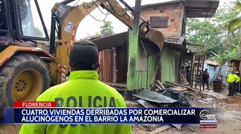 En trabajo articulado de la administración Municipal, la Policía Nacional y la Fiscalía, dejo como resultado el derribamiento de 4 viviendas.