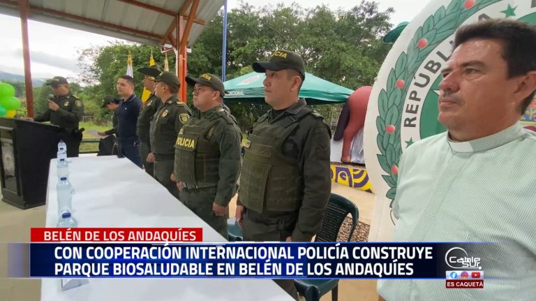 La Policía Nacional en asocio con las comunidades construye parque Biosaludable en el municipio de Belén de los Andaquies los recursos fueron gestionados de cooperación internacional.