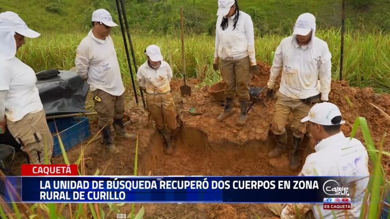 La unidad de búsqueda de personas dadas por desaparecidas (UBPD) recuperó en un predio privado en área rural del municipio de Curillo, en el Caquetá, dos cuerpos que podrían corresponder a personas dadas por desaparecidas.