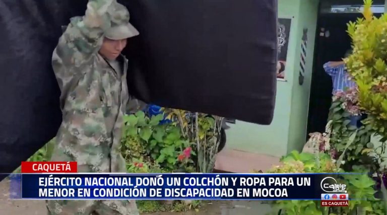 En un gesto conmovedor en Mocoa, los soldados del batallón de apoyo de acción integral y desarrollo n.°6, llevaron ayudas a un menor de edad que padece parálisis cerebral espástica.