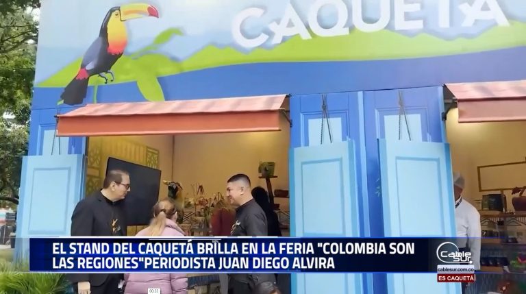 El destacado periodista Juan Diego Alvira ha visitado el stand del Caquetá en la feria «Colombia son las regiones».