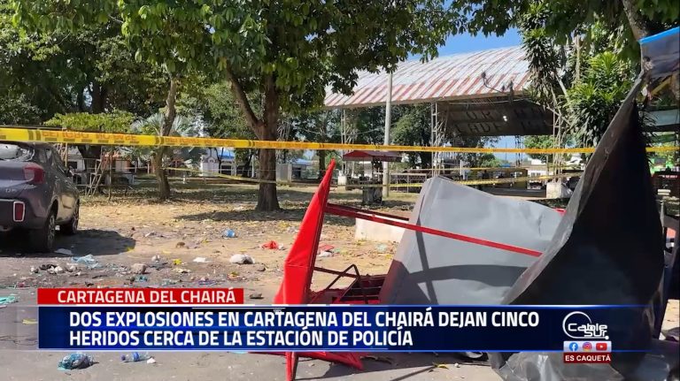 Dos explosiones cerca de la estación de Policía en Cartagena del Chaira dejaron cinco personas heridas, entre ellas un Policía.