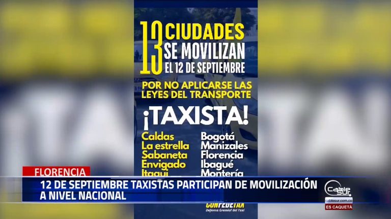 El gremio de taxistas de la ciudad de Florencia se une a la movilización que se realizara a nivel nacional en protesta a las políticas públicas que afectan a esta organización en especial.