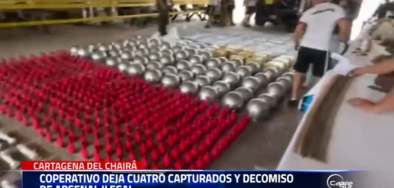 En un operativo se logró la captura de cuatro personas y la incautación de un gran arsenal en un depósito ilegal ubicado en Cartagena del Chairá, Caquetá.