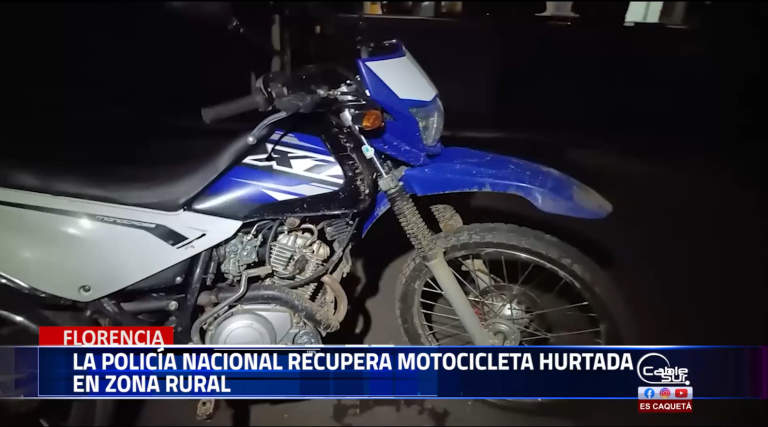 En un operativo, la Policía Nacional, gracias a la denuncia oportuna de la comunidad, logró recuperar una motocicleta que minutos antes había sido hurtada en la vereda Campucana de Florencia.