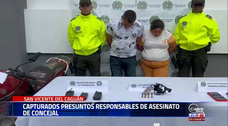 Dos personas capturadas sindicadas del homicidio del concejal del municipio de San Vicente del Caguán.
