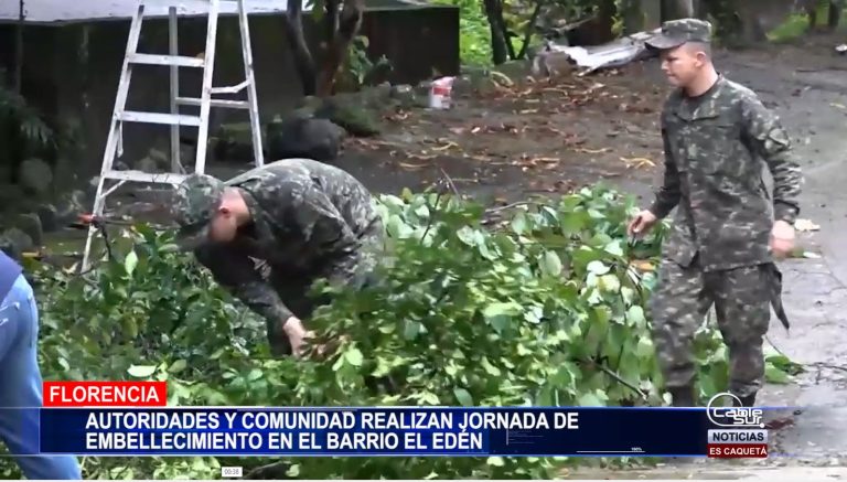 En el marco del trinomio de la seguridad, la Policía Nacional, el Ejército Nacional y la comunidad del barrio el Edén llevaron a cabo una jornada de embellecimiento de las zonas verdes del sector.
