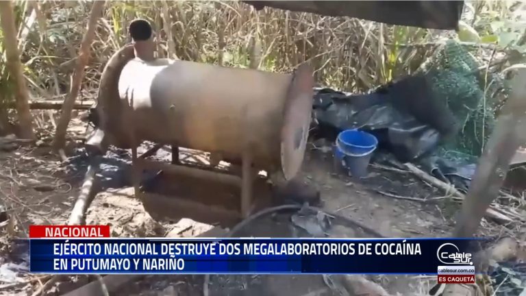 En el marco del plan Ayacucho plus, tropas del ejército nacional, en coordinación con otras fuerzas del estado, lograron la ubicación y destrucción de dos mega laboratorios de producción de clorhidrato de cocaína en los departamentos de Putumayo y Nariño.
