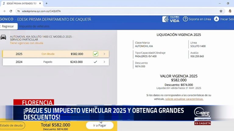 La Secretaría de Hacienda departamental, a través de la dirección tributaria, invita a todos los contribuyentes que tienen matriculado su vehículo en el departamento del Caquetá a realizar el pago del impuesto vehicular de la vigencia 2025 durante los primeros meses del año.