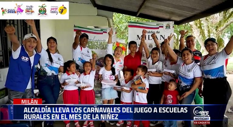 En el marco del Mes de la Niñez, la Alcaldía de Milán, Caquetá, realizó jornadas lúdico-recreativas en instituciones educativas rurales como parte de la estrategia nacional “Carnavales del Juego”.