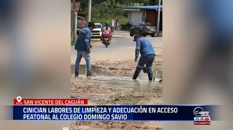 La Secretaría de Infraestructura, en coordinación con la empresa Aguas del Caguán, puso en marcha trabajos de mejora en el ingreso peatonal al Colegio Domingo Savio.