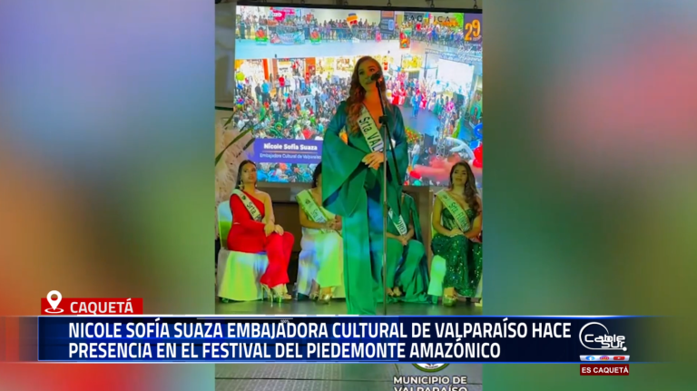 La representante cultural Nicole Sofía Suaza Parra fue presentada oficialmente como embajadora del municipio en el marco del lanzamiento de la vigésima novena edición del Festival del Piedemonte Amazónico, evento que reúne a delegaciones de distintas regiones.