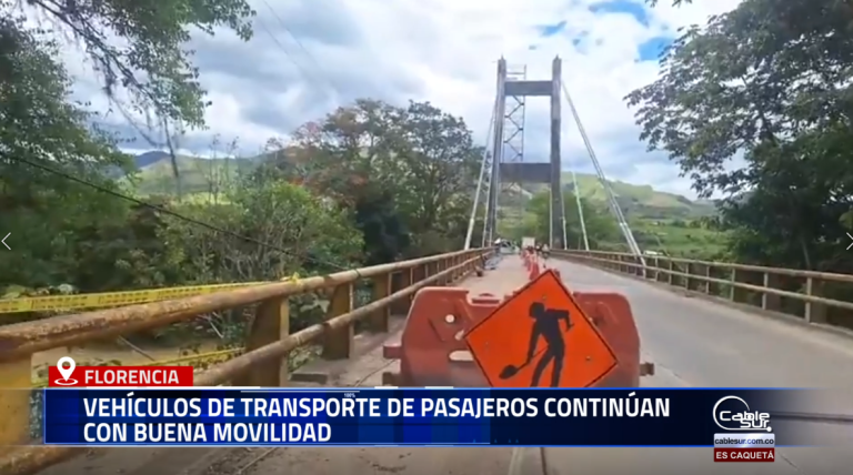 El gerente de la Terminal de Transportes de Florencia, Carlos Santiago, informó que, pese al anuncio realizado por INVIAS sobre el cierre del puente El Avispero —vía principal de conexión del departamento del Caquetá—, los vehículos de transporte de pasajeros continúan movilizándose con normalidad.