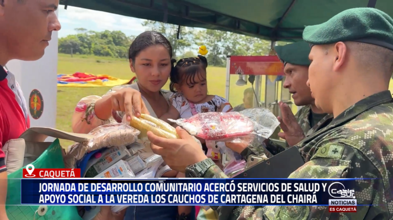 La Gobernación del Caquetá, en articulación con la Alcaldía de Cartagena del Chairá, el Ejército Nacional y demás instituciones, adelantó una nueva Jornada de Desarrollo Comunitario en la vereda Los Cauchos, zona históricamente afectada por la violencia.