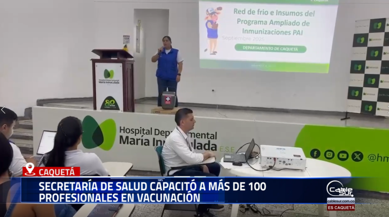 La Secretaría de Salud del Caquetá adelantó una jornada de formación dirigida a más de 100 profesionales de la estrategia de Atención Primaria en Salud, con el fin de fortalecer sus competencias en el manejo de biológicos y en la implementación del esquema nacional de vacunación.