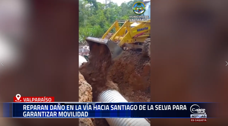 La Alcaldía de Valparaíso adelantó trabajos de reparación en la vía que conduce a Santiago de la Selva, con el fin de restablecer el tránsito vehicular en este corredor vial.