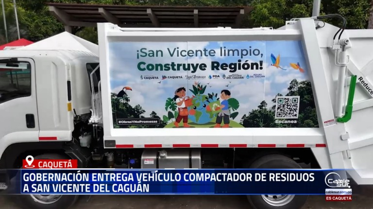 Con una inversión cercana a los 975 millones de pesos, la Gobernación del Caquetá fortaleció la capacidad operativa del municipio de San Vicente del Caguán con la entrega de un moderno vehículo compactador para la recolección de residuos sólidos.