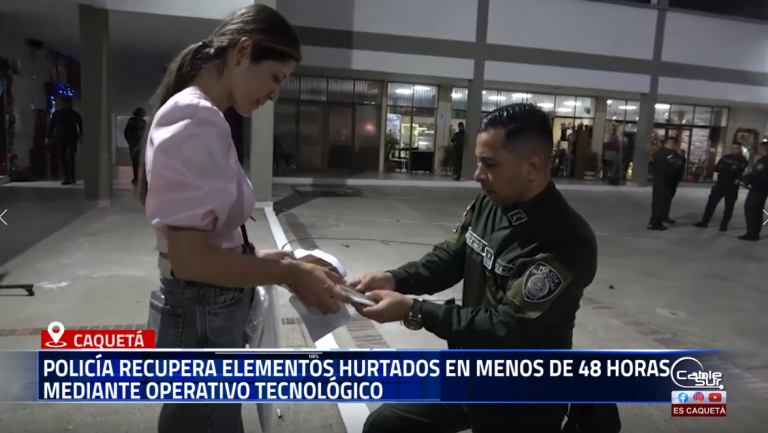 La Policía Nacional en Florencia adelantó un operativo que permitió la recuperación de varios elementos reportados como hurtados, tras un seguimiento apoyado en herramientas tecnológicas y la verificación de cámaras de seguridad.