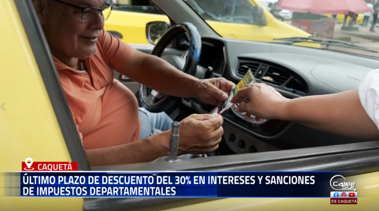 La Gobernación de Caquetá, a través de la Secretaría de Hacienda Departamental, informa a la comunidad que gracias a la Ordenanza 002 de 2025 aprobada por la Asamblea Departamental, se abrió el último plazo para acceder al descuento del 30% en intereses y sanciones de los impuestos, tasas o contribuciones departamentales correspondientes al año 2024 y vigencias anteriores.